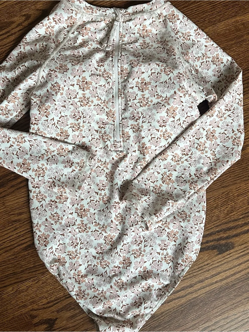 Rylee + Cru Long Sleeve Floral One-Piece in Light Pink and Cream